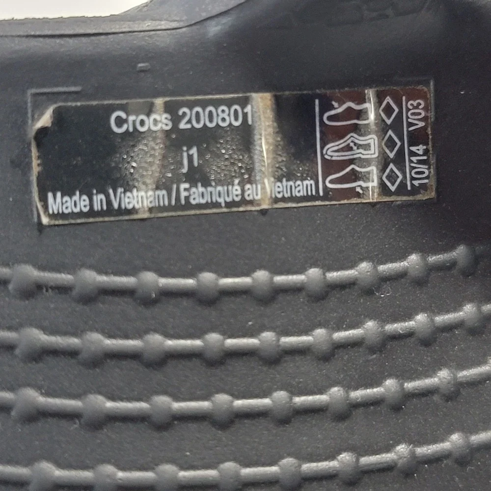 Crocs‎ Kadee Sandals Slides Junior 1 Black Thong Slip On Waterproof Flip Flops